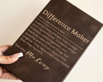 Difference Maker Gift Personalized Journal Custom Engraved Notebook Difference Maker Appreciation Gift Thank You Gift for Difference Maker