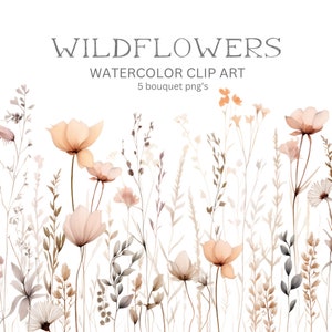 Wildflower aquarel clipart herfst bloemen clipart herfst bloemen Boho bloem clipart herfst bruiloft clipart BOHO aquarel clipart