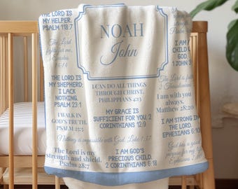 Personalized Christian Baby Blanket God Says I Am Affirmations Scripture Nursery Decor Baptism Gift Religious Baby Shower Gift Faith Based