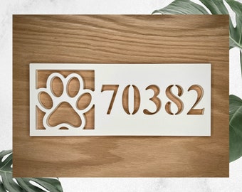 Pet Paw Decor Outdoor Address Sign for Beach Coastal Farm House Number Cat Dog Horizontal Exterior Weatherproof PVC