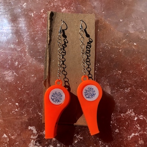 Functional whistle dangle/drop earrings