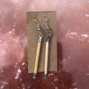 Authentic, real matchstick dangle/drop earrings