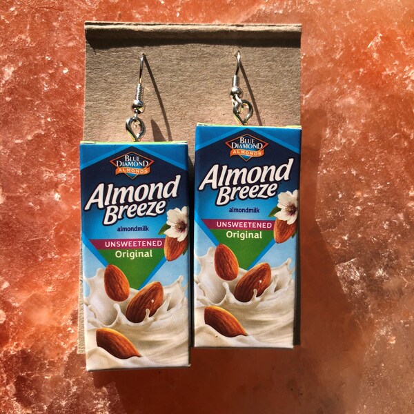 Mini original almond milk carton dangle/drop earrings