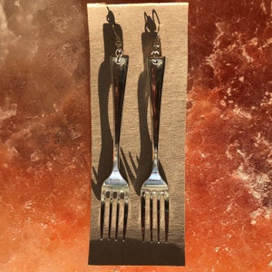 Mini silver fork dangle/drop earrings, light-weight