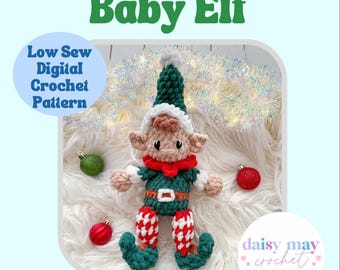 Finley the Baby Elf Crochet PATTERN l Low Sew l Small Amigurimi l Crochet Christmas Elf pattern l Crochet Elf