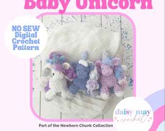 Raina the Baby Unicorn Crochet PATTERN l No Sew l Small Amigurimi l Crochet unicorn pattern l Crochet Unicorn
