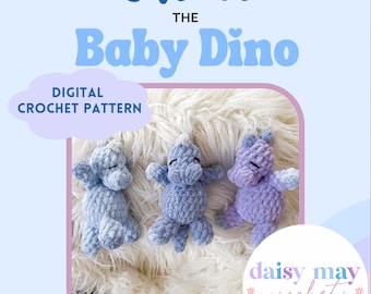 Owen the Baby Dino Crochet PATTERN l Small Amigurimi l Crochet dino pattern l Crochet dino