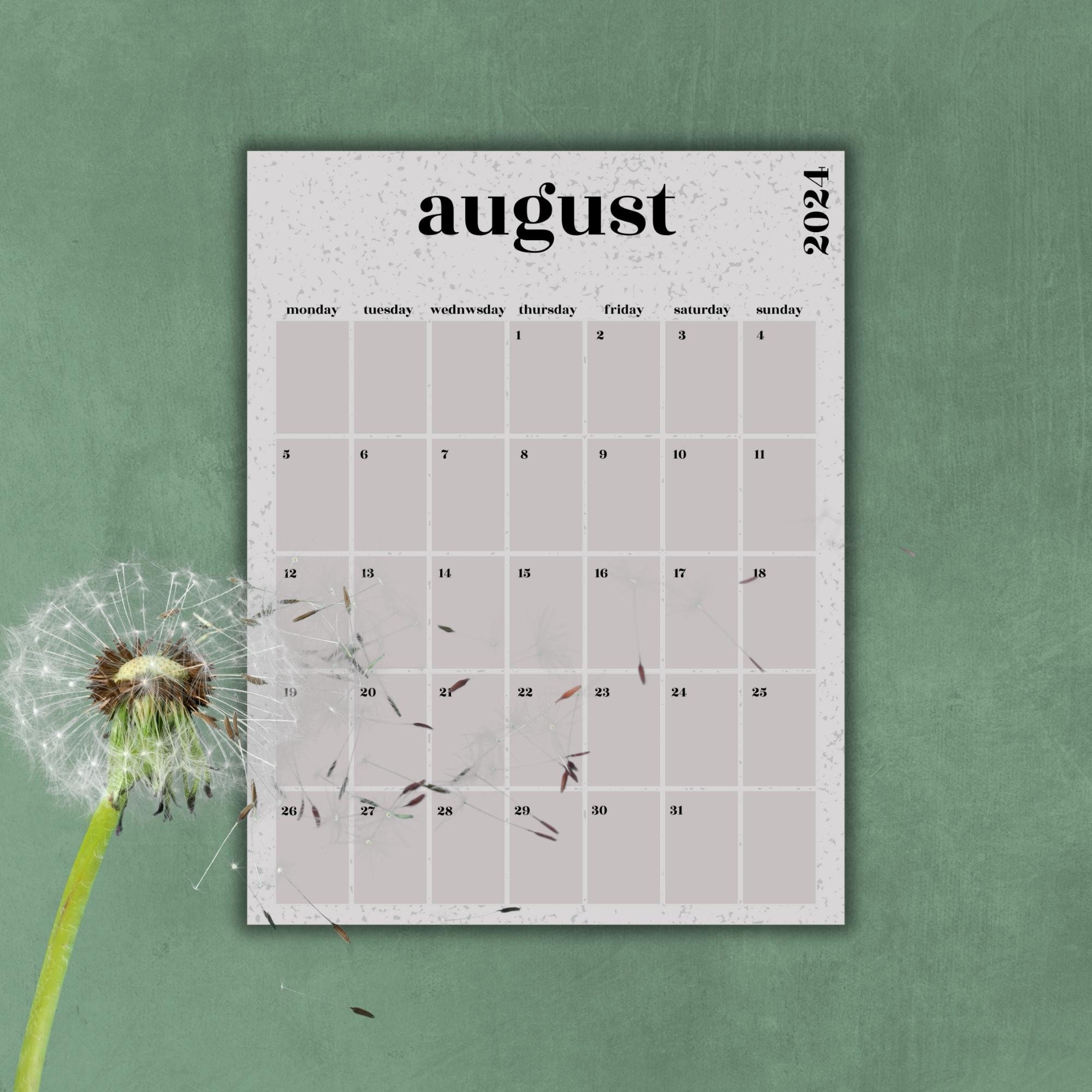 Calendario Imprimible 2024 / Calendario Mínimo / Carta A4 / Calendario