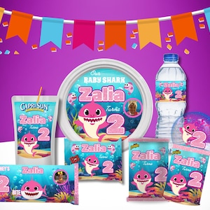 Baby Shark Girl Birthday Party Favors – Custom Filled or Empty Treat Boxes, Labels & Snack Wrappers – Personalized Party Decorations