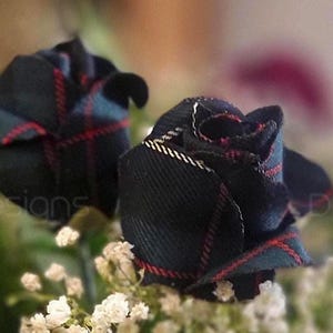 Handmade Green Tartan Rose: Scottish Plaid Artificial Flower