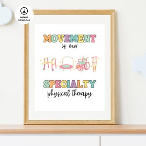 Retro Physical Therapy Poster, Movement Is Medicine, Physical Therapy Office Decor, Physical Therapy Wall Art, Physical Therapist, PT Poster