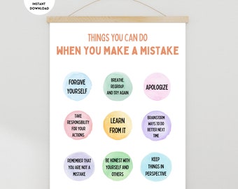 Mistake Poster, Therapy Office Decor, Counseling Office, School Counselor, Classroom Decor, Psychology Poster, Growth Mindset, DBT Poster