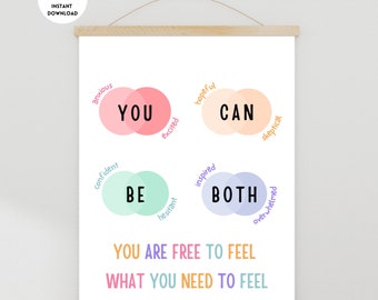 Conflicting Emotions Poster, Therapy Office Decor, Psychology Poster, Counselor Office Decor, Mental Health Poster, School Counselor Decor