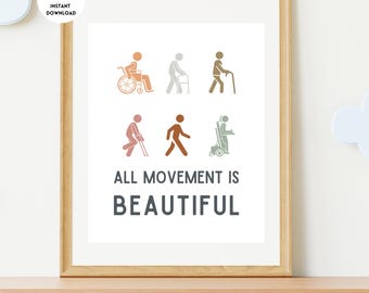 Póster Todo movimiento es hermoso, póster de fisioterapia, póster de terapia ocupacional, fisioterapeuta, fisioterapia, decoración de fisioterapia