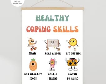 Retro Counseling Office Wall Art, Counseling Poster, Psychology Wall Art, Therapist Office Decor, Coping Skills Poster, Psychology Poster