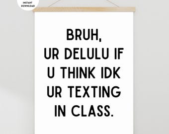 Gen Z Classroom Slang Poster, High School Poster, Middle School Poster, Funny Classroom Poster, Class Rules, Gen Z Teacher, Gen Z Slang
