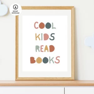 Coole Kinder lesen Bücher, Leseecke, Boho Klassenzimmer Poster, Klassenzimmer Poster, Spielzimmer Dekor, Spielzimmer Zeichen, Kinder lesen, Lese Poster