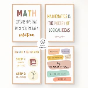 Boho Math Classroom Poster Bundle, Boho Math Decor, Math Wall Art, Homeschooling, Math Teacher, Math Sign, Math Classroom, Math Art Signs
