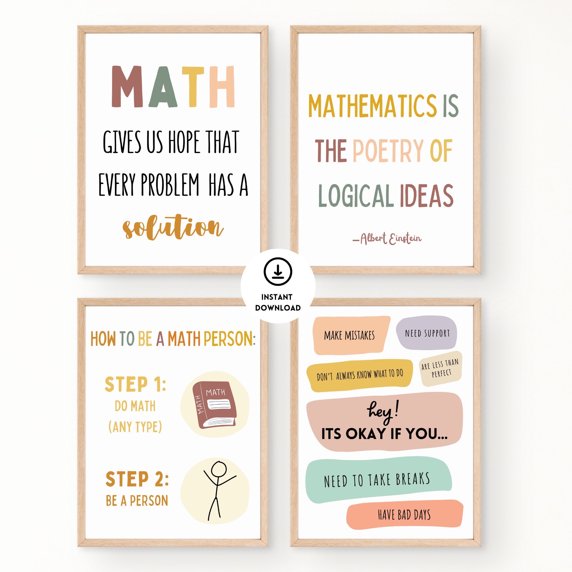 Boho Math Classroom Poster Bundle, Boho Math Decor, Math Wall Art, Homeschooling, Math Teacher, Math Sign, Math Classroom, Math Art Signs