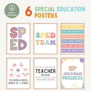 6 Special Education Posters, Special Education Teacher, SPED Team, SPED, Special Ed Teacher, Special Education, SPED Crew, Classroom Posters