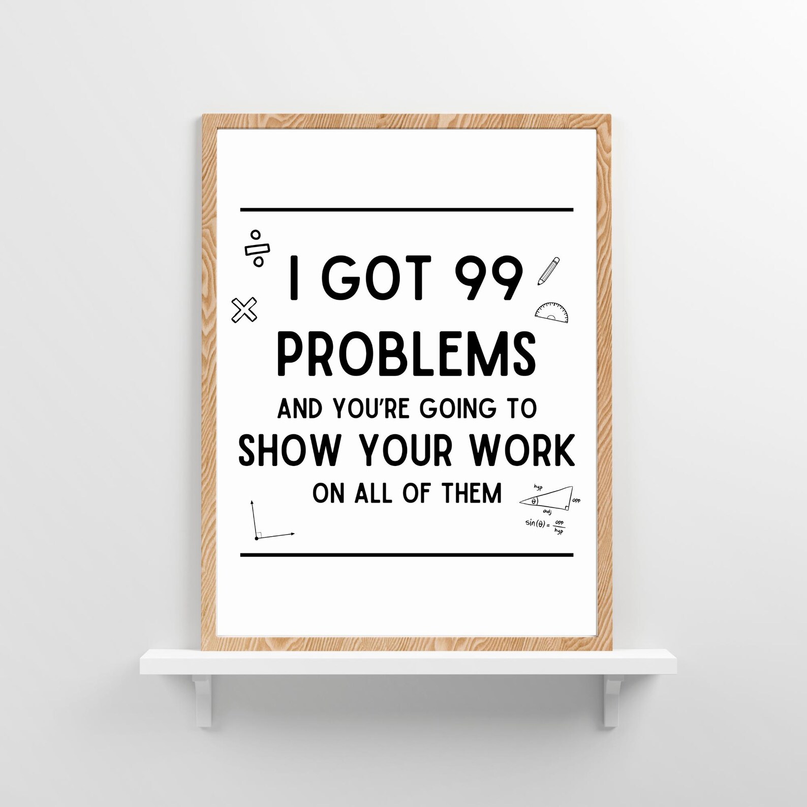 99 Problems Math Poster, Math Posters, Math Classroom Decor, Math ...