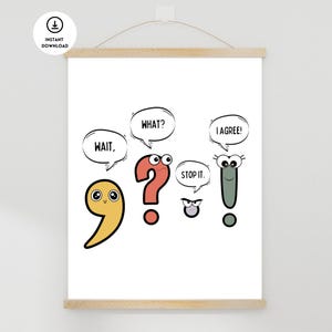 Grammer Poster, Grammar Classroom Poster, Punctuation Poster, Grammar Teacher, English Teacher, English Classroom Poster, Reading Poster