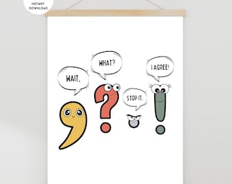 Grammer Poster, Grammar Classroom Poster, Punctuation Poster, Grammar Teacher, English Teacher, English Classroom Poster, Reading Poster