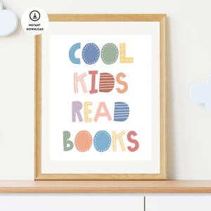 Coole Kinder lesen Bücher, Spielzimmer Dekor, Leseecke, Spielzimmer Wandkunst, Homeschool Printables, Kinder Leseecke, Kinder Lese Poster, lesen