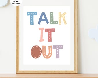Talk It Out, Mental Health Poster, Therapy Office Decor, School Counselor, School Psychologist, Therapy Posters, Therapy Room Art, Therapist