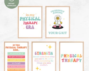 5 Groovy Physiotherapie Poster, Physiotherapie Büro Dekor, Physiotherapie Wandkunst, Physiotherapeutin, PT, Physiotherapie Kunst