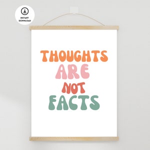 Thoughts Are Not Facts Poster, Counseling Office Poster, Social Worker Poster, Therapy Office Decor, Social Worker, Psychology Wall Decor