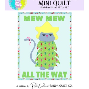 PDF pattern - Cat Christmas Appliqué Mini Quilt PDF Pattern
