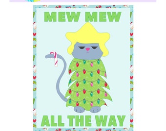 PDF pattern - Cat Christmas Appliqué Mini Quilt PDF Pattern