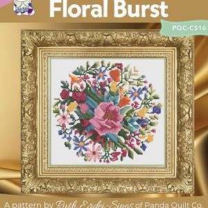 Kreuzstichmuster PDF - Circular Flower Design, 14ct Aida, 176x164 Stiche, moderne botanische Karte