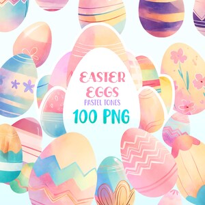 Huevo de Pascua Clipart 100 imágenes PNG, gráficos digitales, decoración, scrapbooking