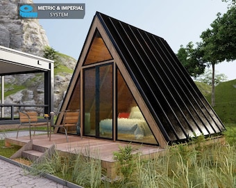 Small 15x15 Cabin House Plans: 150 SF Tiny Cottage (PDF Blueprint)