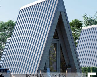 10x14 A-Frame Cabin Plans: 140 Sf Modern Tiny House Architectural Blueprint (PDF)
