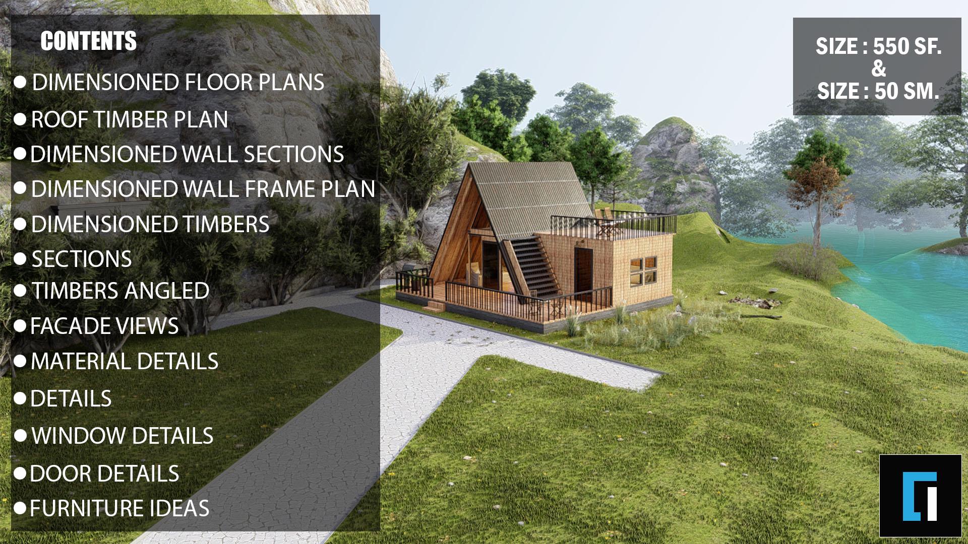 550SF A-frame Cabin DIY Plans Large Modern House Architectural Custom ...