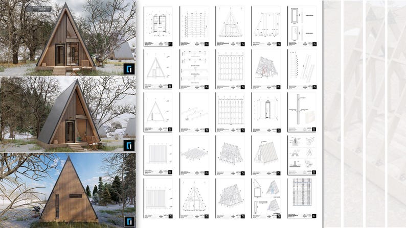 16x20 A-frame Cabin DIY Plans: Modern Architectural Blueprint 480SF ...