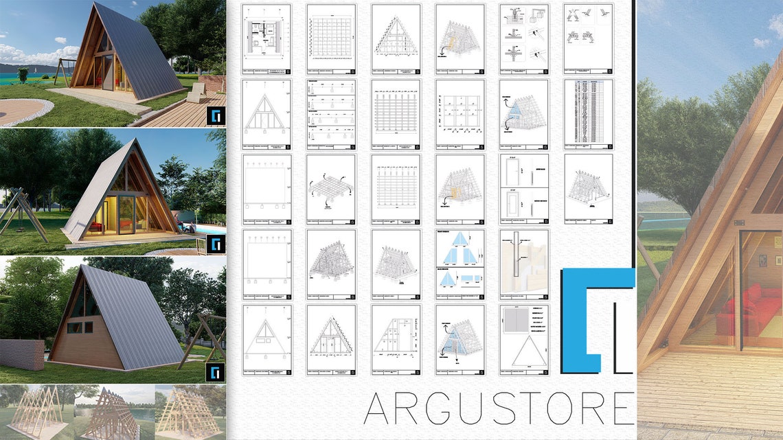 A-frame Cabin DIY Plans: 20x20 Modern Architectural Blueprint (PDF ...