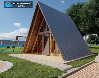 A-Frame Cabin DIY Plans: 20x20 Modern Architectural Blueprint (PDF Download)