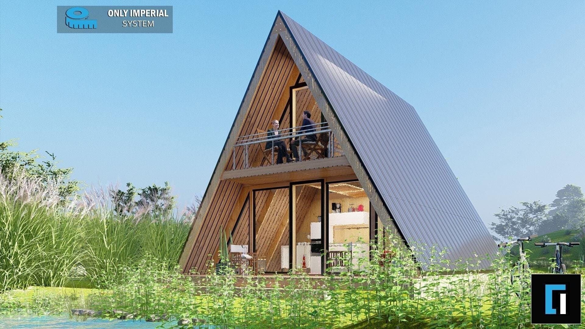 Modern A-Frame Cabin Plans: 2 Bed, 600 SF with Loft (PDF)