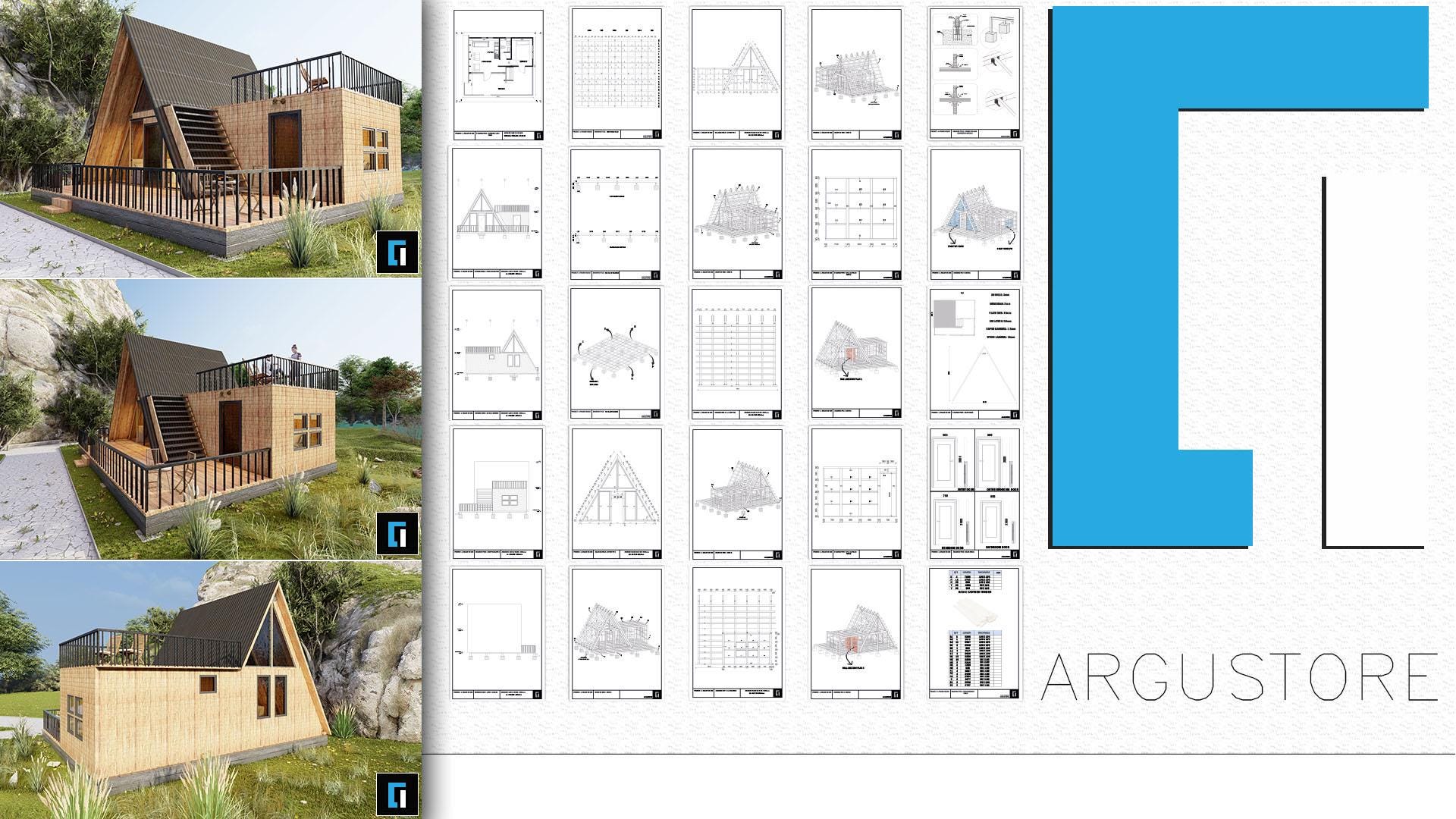 550SF A-frame Cabin DIY Plans Large Modern House Architectural Custom ...