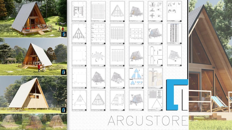 20x23 A-frame Cabin DIY Plans: Modern Tiny House Blueprint (250SF PDF ...
