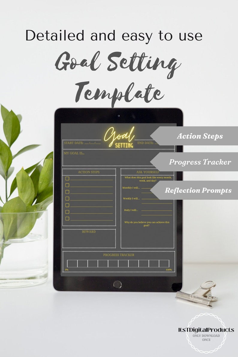 Goal Setting Template Detailed Goal Planner Progress - Etsy