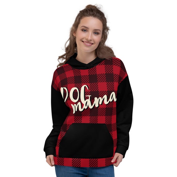 Women's Buffalo Check Pattern Dog Mama Hoodie