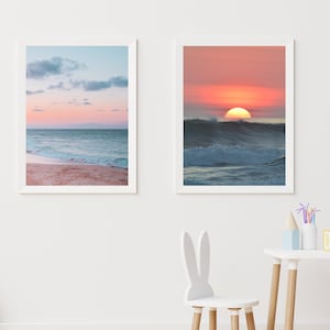 Sunset Grey and Black Modern Wall Art ,Ocean Wall Art Black And White Prints Ocean Printable Wall Art ,Beach Art Prints Coastal Wall Decor