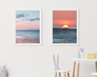 Sunset Grey and Black Modern Wall Art ,Ocean Wall Art Black And White Prints Ocean Printable Wall Art ,Beach Art Prints Coastal Wall Decor