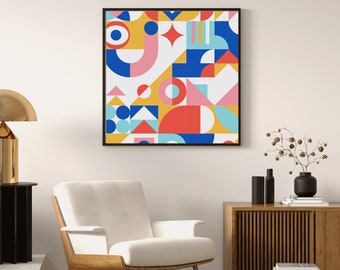 Bauhaus Geometry Modern Abstract Canvas Print,Bauhaus Geometric Poster Print , Linear Design, Bauhaus Abstract Poster, Minimalist Decor