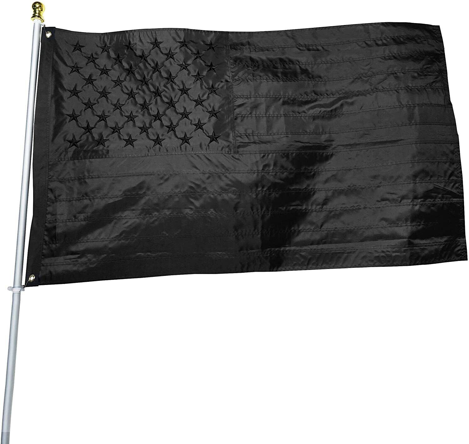 Flag Embroidered All Black American Flag 210D Quadruple Stitching Fly